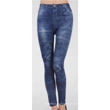 Damen nahtlose Fitness blau Denim Jean gedruckt Leggings